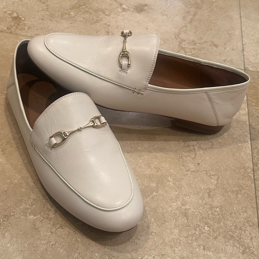 Coach Haley Leather Loafers in Chalk - Like New!